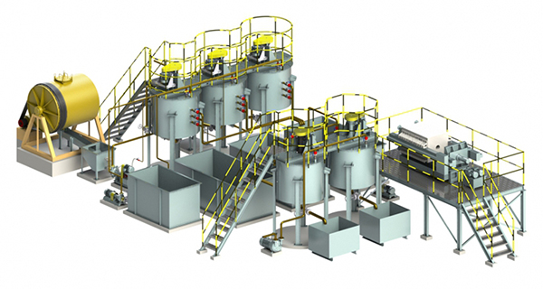Planta modular de desplazamiento de polvo de zinc y lixiviación de cianuro de oro por lotes reubicable a pequeña escala